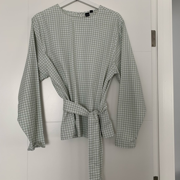 Green and white check blouse - Picture 1 of 4